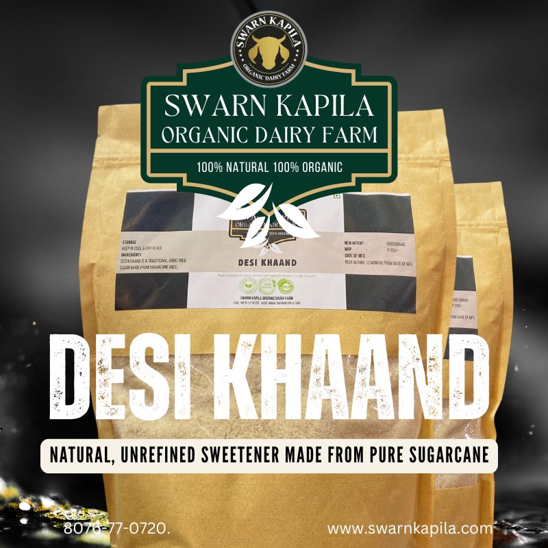 Natural Desi Khaand crystals, a sulphur-free cooling sweetener alternative to refined sugar