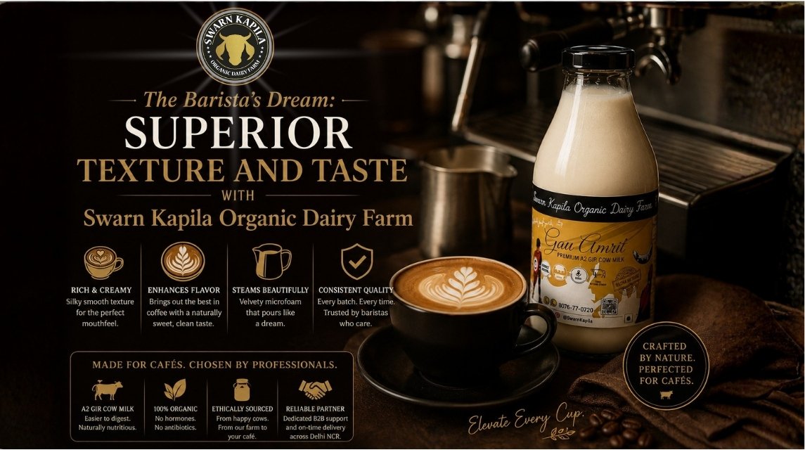 Discover why premium wellness cafés are swapping ultra-processed plant milks for pure A2 Gir cow dairy. Upgrade your coffee menu with Swarn Kapila.